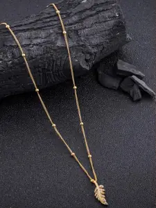 DressBerry Gold-Plated Artificial Beads Minimal Chian With Pendant