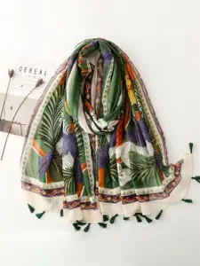 QUECY Women Printed Scarf With Tasselled