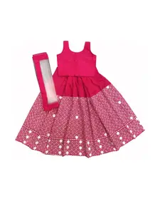 Shoryam Fashion Girls Pink Raw Silk Lehenga Choli