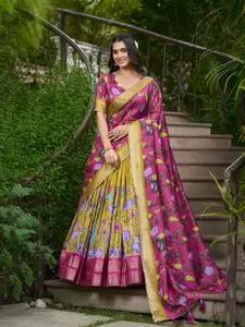 Aika Printed Kalamkari Ready to Wear Lehenga & Unstitched Blouse With Dupatta