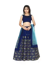 Shoryam Fashion Girls Blue Raw Silk Lehenga Choli