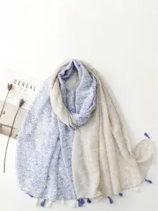 QUECY Women Printed Scarf with Tasselled Border