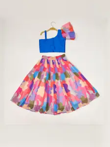 Shoryam Fashion Girls Blue Raw Silk Lehenga Choli