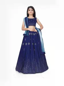 Shoryam Fashion Girls Blue Raw Silk Lehenga Choli