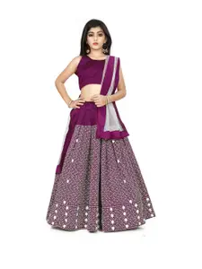 Shoryam Fashion Girls Purple Raw Silk Lehenga Choli