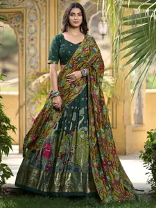 JULEE Floral Printed Tusser Silk Ready to Wear Lehenga & Unstitched Blouse With Dupatta