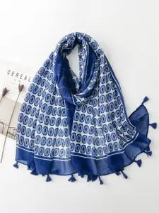 QUECY Women Printed Scarf with Tasselles