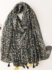 QUECY Women Printed Tasselled Border Scarf