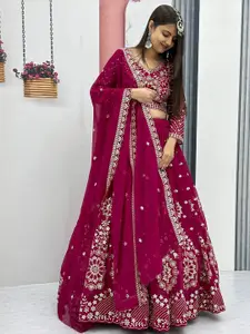 Kedar Fab Embroidered Sequinned Semi-Stitched Lehenga & Unstitched Blouse With Dupatta