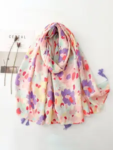 QUECY Women Printed Scarf With Tasselled