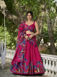 JULEE Printed Ready to Wear Art Silk Lehenga & Unstitched Blouse With Dupatta