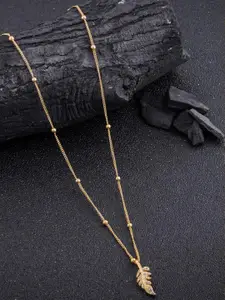 DressBerry Gold-Plated Artificial Beads Minimal Chian With Pendant