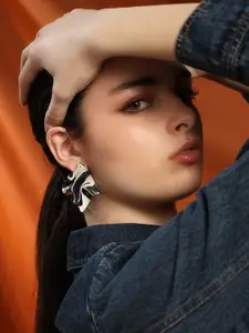 Kazo Silver-Plated Contemporary Enamelled Liquid Luxe Drop Earrings