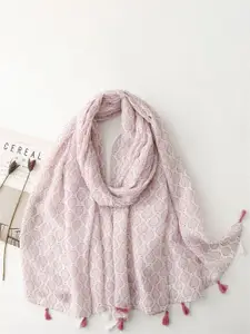 QUECY Women Printed with Tasselled Scarf