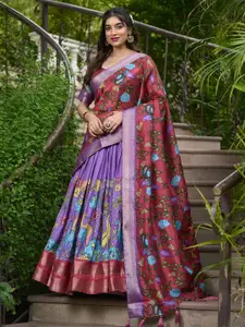 Aika Printed Kalamkari Ready To Wear Lehenga & Unstitched Blouse With Dupatta