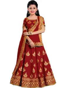 Shoryam Fashion Girls Embroidered Ready to Wear Lehenga & Blouse With Dupatta