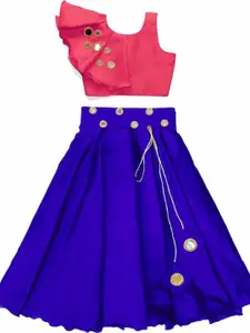 Shoryam Fashion Girls Embellished Mirror Work Ready to Wear Lehenga &