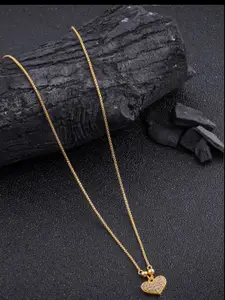 DressBerry Gold-Plated Artificial Beads Minimal Chian With Pendant