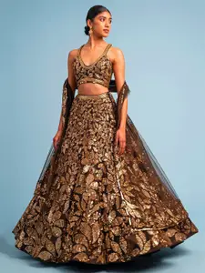 DIVASTRI Embroidered Sequinned Lehenga Choli With Dupatta