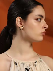 Kazo Gold-Plated Pearl Beaded Floral Shaped Blossom Studs