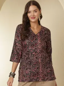 Anouk Rustic Ethnic Motifs Printed V-Neck Kurti