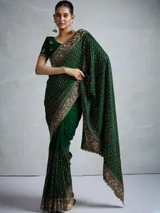 Anouk Embellished Aari Work Silk Blend Designer Saree
