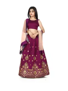 Shoryam Fashion Girls Purple Raw Silk Lehenga Choli