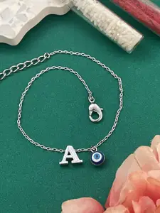 Digital Dress Room Silver Plated A Alphabet Evil Eye Wraparound Rakhi Bracelet