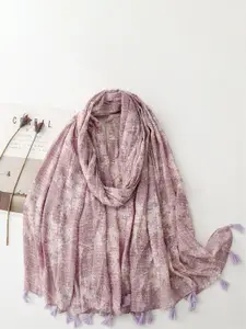 QUECY Women Printed Tasselled Border Scarf