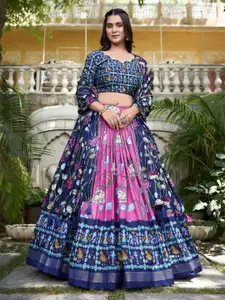 JULEE Printed Ready to Wear Lehenga & Unstitched Blouse With Dupatta