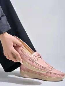 Stylestry Girls Peach Synthetic Loafers