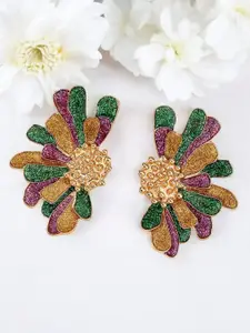 AVANT-GARDE PARIS Gold-Plated Enamelled Floral Shaped Studs