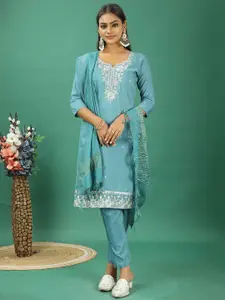 Ethnovog Embroidered Sequinned Unstitched Dress Material