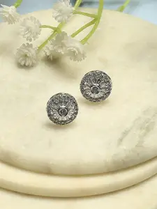 Biba Silver Plated Artificial Stones Studded Circular Shaped Studs