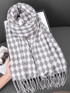 QUECY Women Printed Scarf with Tasselled Border