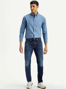 Levis Men Slim Fit Mid-Rise Light Fade Whiskers and Chevrons Jeans