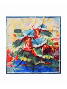 QUECY Women Printed Scarf with Solid Border