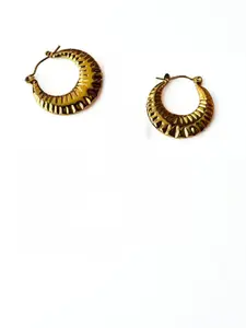 The Jewellery Tale Stainless Steel Gold Plated Crescent Shaped Hoop Earrings