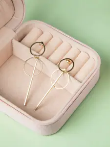Niscka Gold-Plated Circular Shaped Drop Earrings
