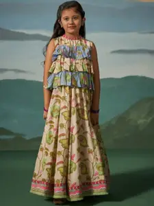 BAESD Girls Floral Printed Cotton Lehenga With Choli