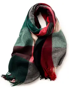 QUECY Women Checked Frayed Scarf