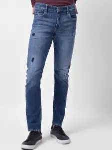 Numero Uno Men Slim Fit Low-Rise Mildly Distressed Light Fade Stretchable Jeans