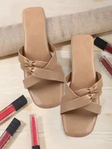 Apratim Women Textured Slip-On Open Toe Flats