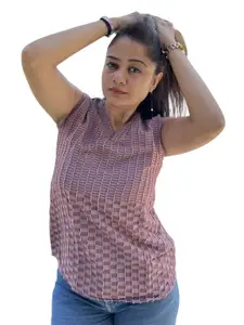 Bhanderi Fashion Women V-Neck Georgette Top