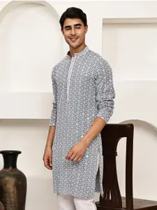Anouk Men Embroidered Chikankari Mandarin Collar Straight Kurta