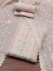 Biba Floral Embroidered Sequinned Pure Cotton Unstitched Dress Material