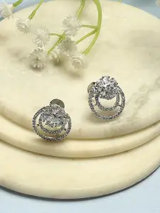 Biba Silver Plated Artificial Stones Studded Circular Shaped Studs