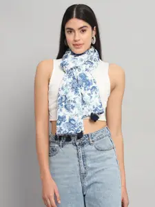 Ravaiyaa Women Cotton Hand Block Floral Printed Scarf With Tasselled
