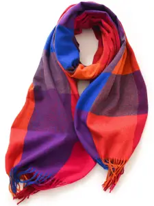 QUECY Women Checked Scarf with Tasselled Border