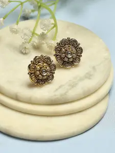 Biba Gold Plated Artificial Stones Studded Circular Shaped Studs